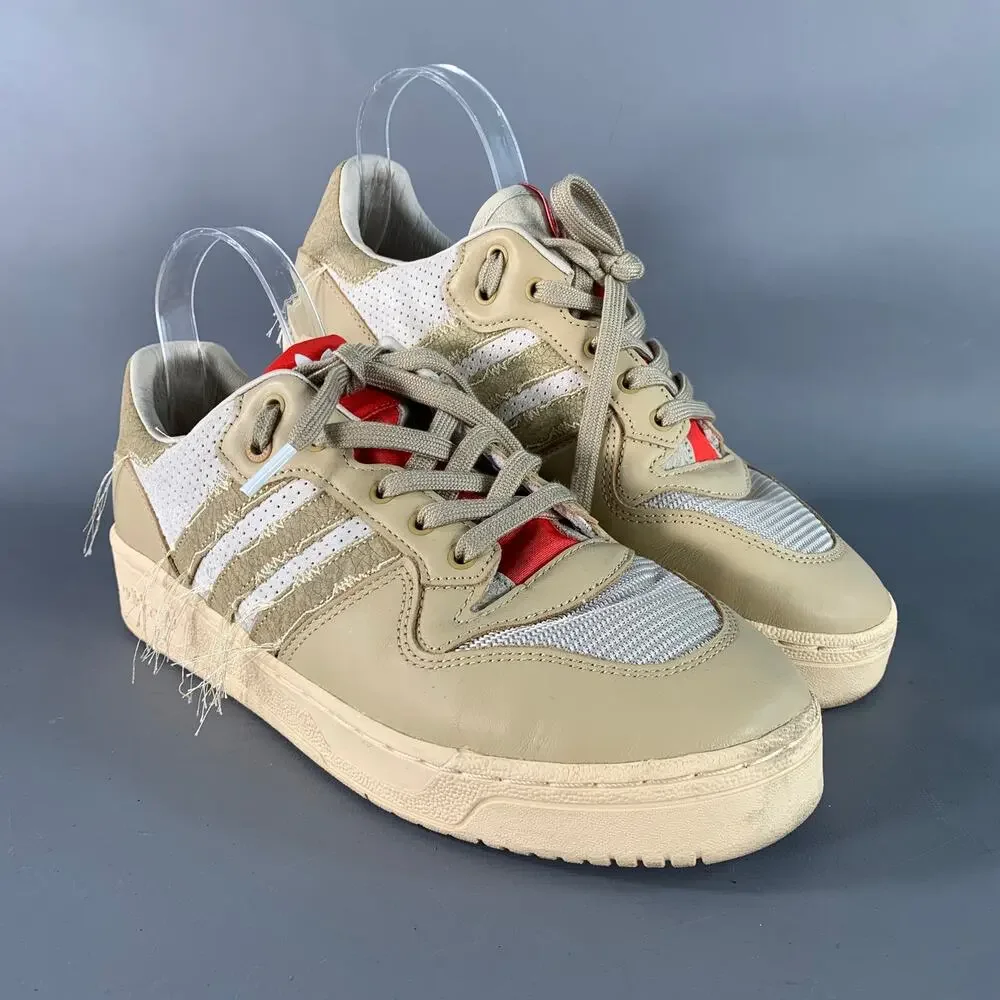 ADIDAS Size 9.5 Beige White Mixed Materials Nylon Mesh Sneakers